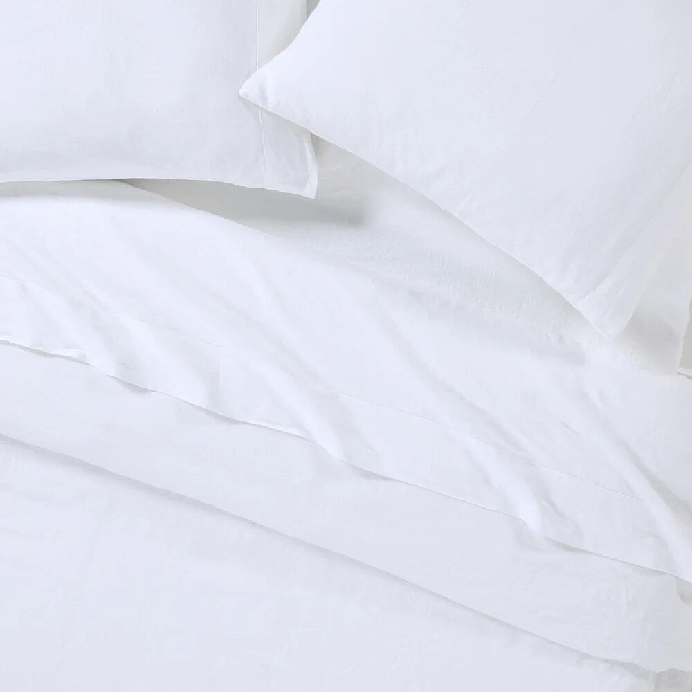 NEW Sijo Organic French Linen Set 3 PC 2 Pillowcases 1 Fitted Sheet Snow Queen